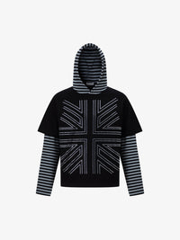 TRYTHM CLUB | Striped Union Jack Layered Hoodie