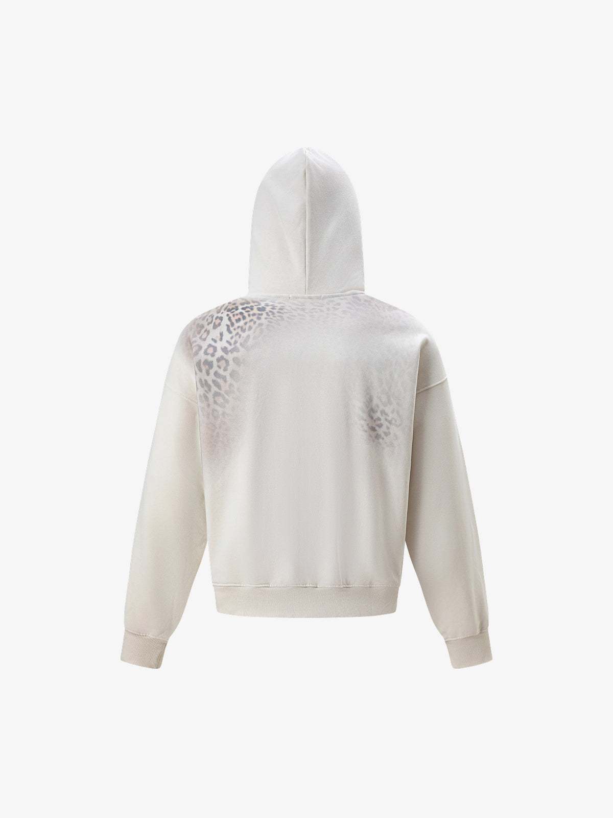 TRYTHM CLUB | Leopard Fade Hoodie in Cream - back view