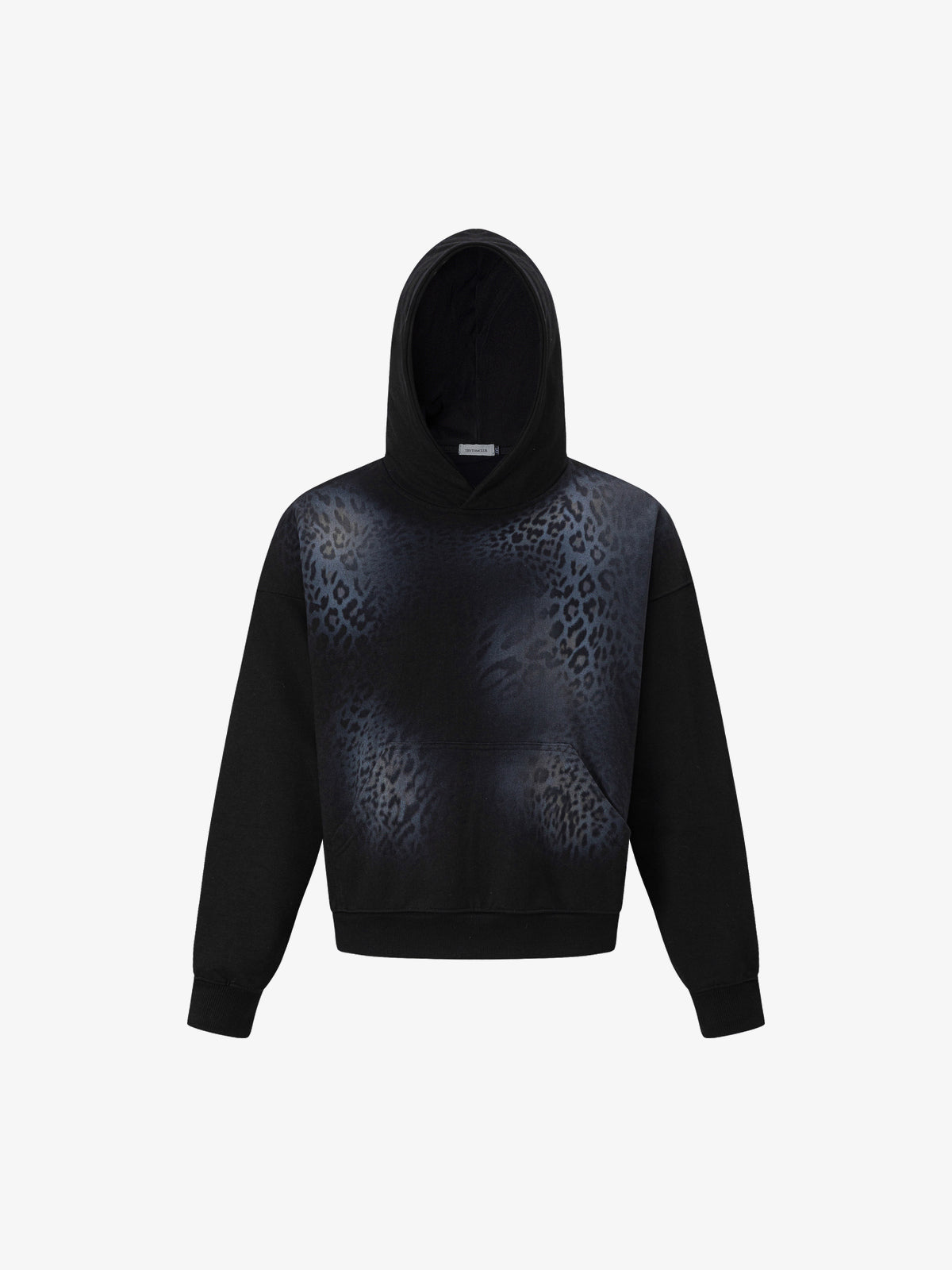 TRYTHM CLUB | Leopard Fade Hoodie in Black - front view