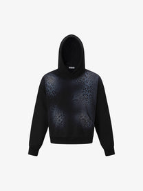 TRYTHM CLUB | Leopard Fade Hoodie in Black - front view