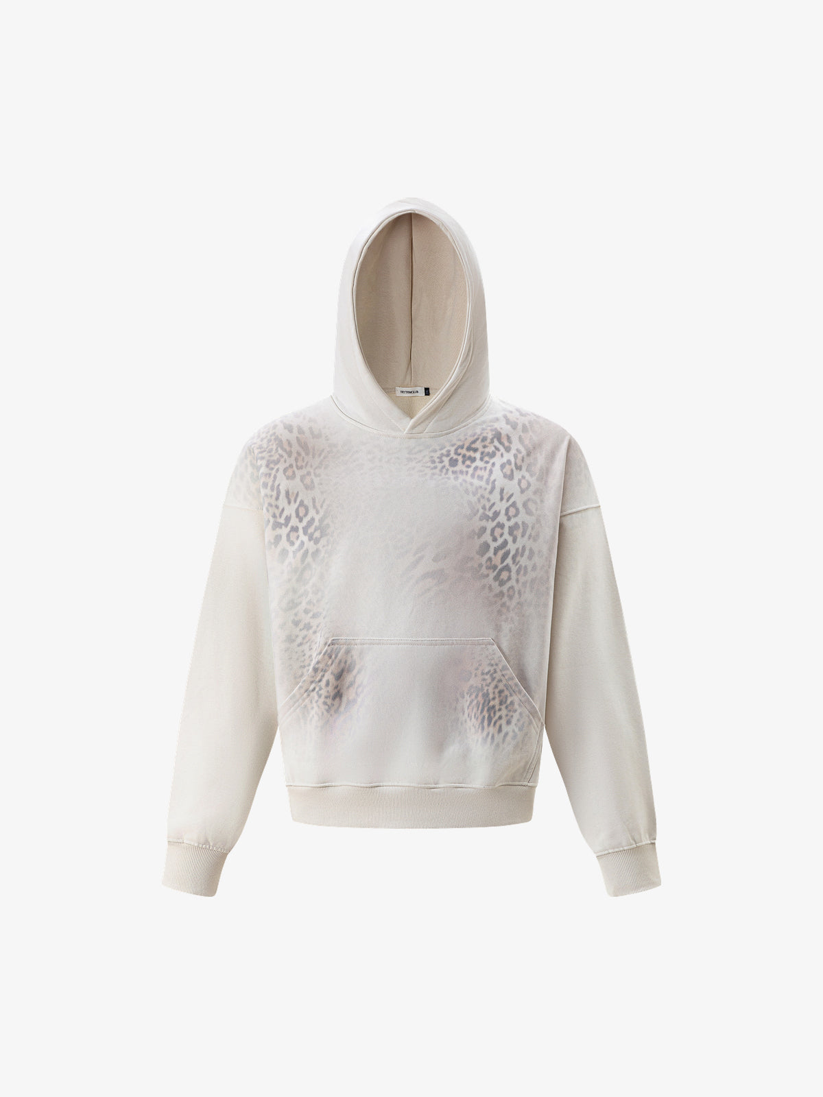 TRYTHM CLUB | Leopard Fade Hoodie in Cream - front view