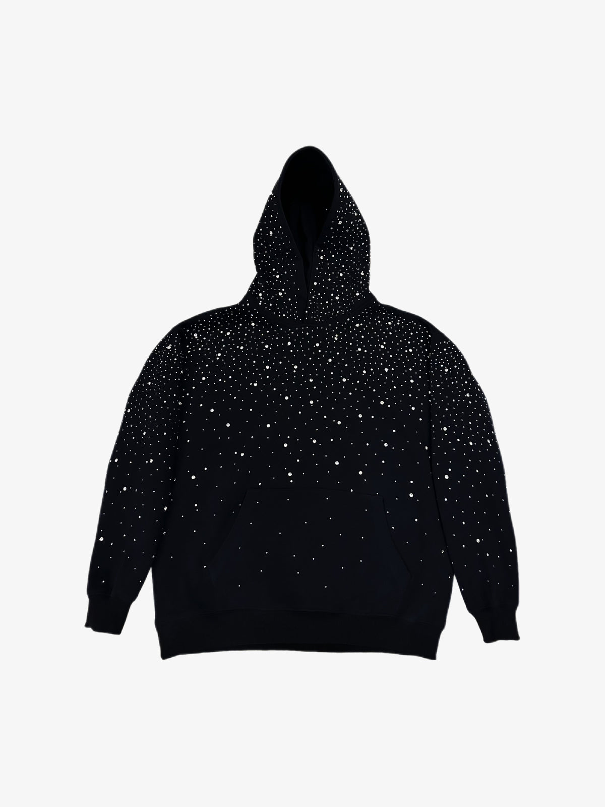 UN KNOWN | Rhinestone Scatter Hoodie in Black - back view