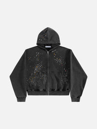 UN KNOWN | Rhinestone Scatter Zip Up Hoodie
