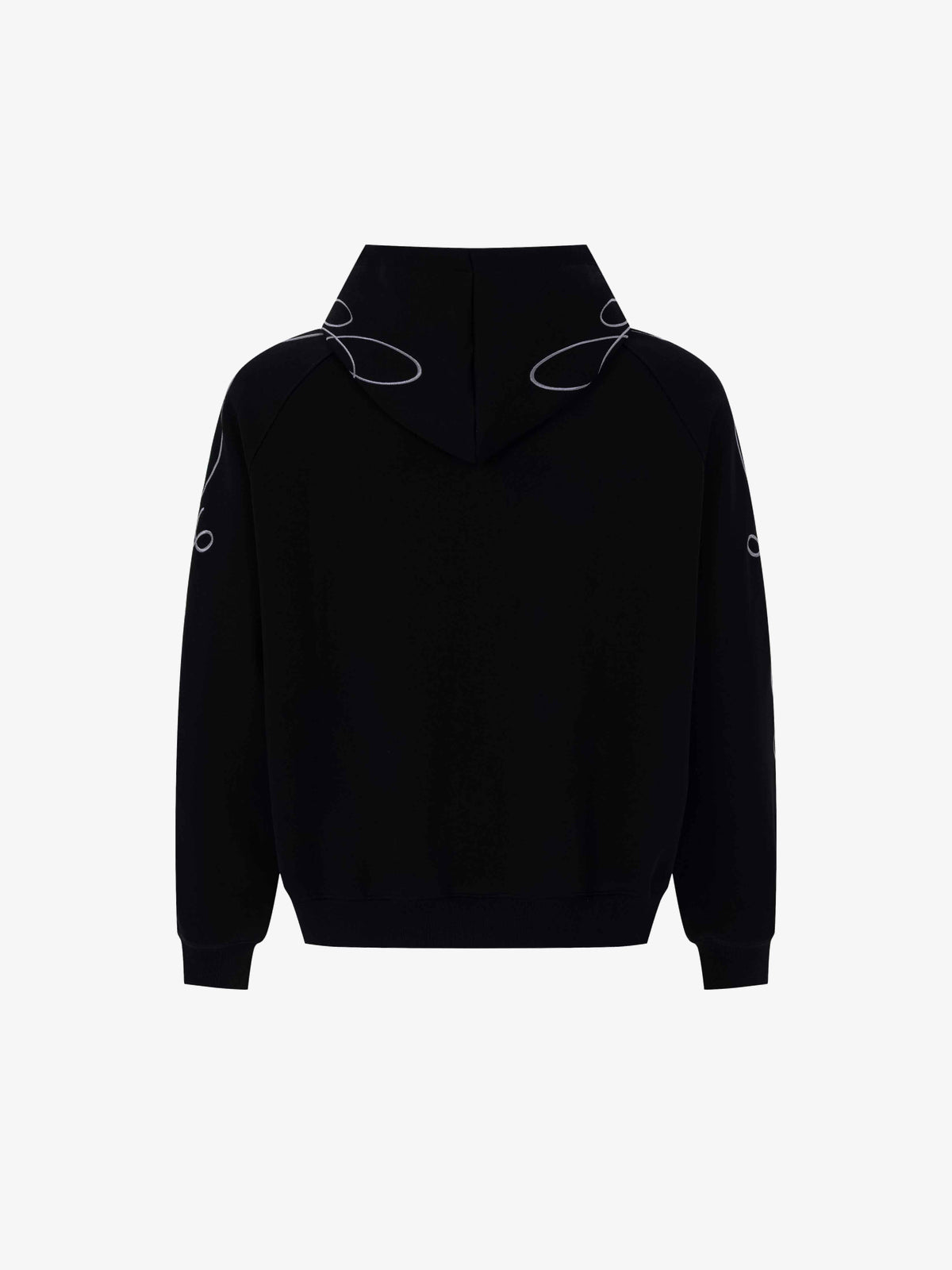 UNUSUAL ORIGINAL | Ornamental Embroidery Zip Up Hoodie in Black - back view