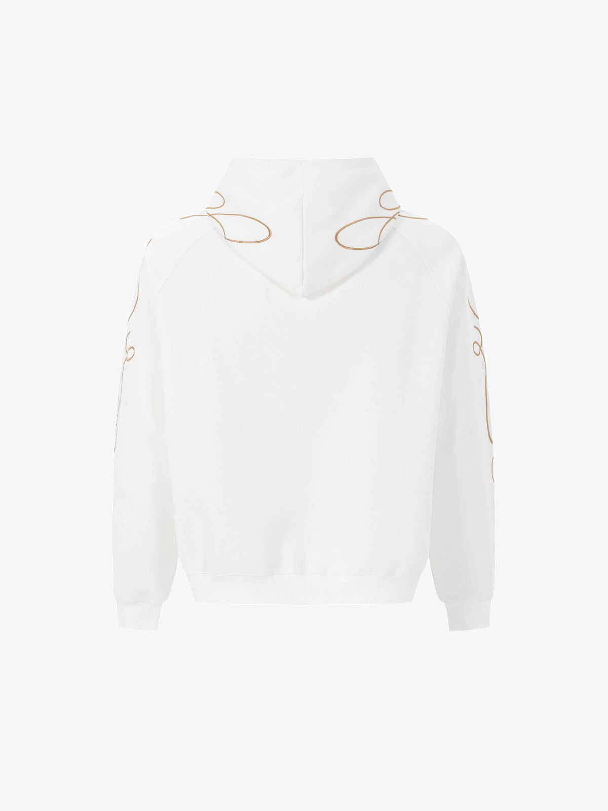 UNUSUAL ORIGINAL | Ornamental Embroidery Zip Up Hoodie in White - back view
