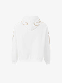 UNUSUAL ORIGINAL | Ornamental Embroidery Zip Up Hoodie in White - back view