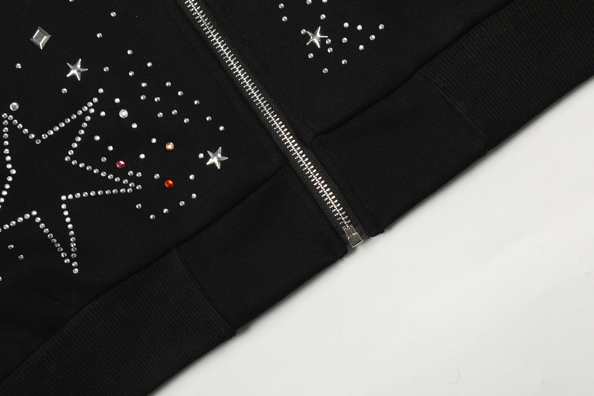 VERBLEE | Rhinestone Star Zip Up Hoodie - product detail