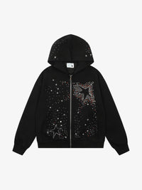 VERBLEE | Rhinestone Star Zip Up Hoodie