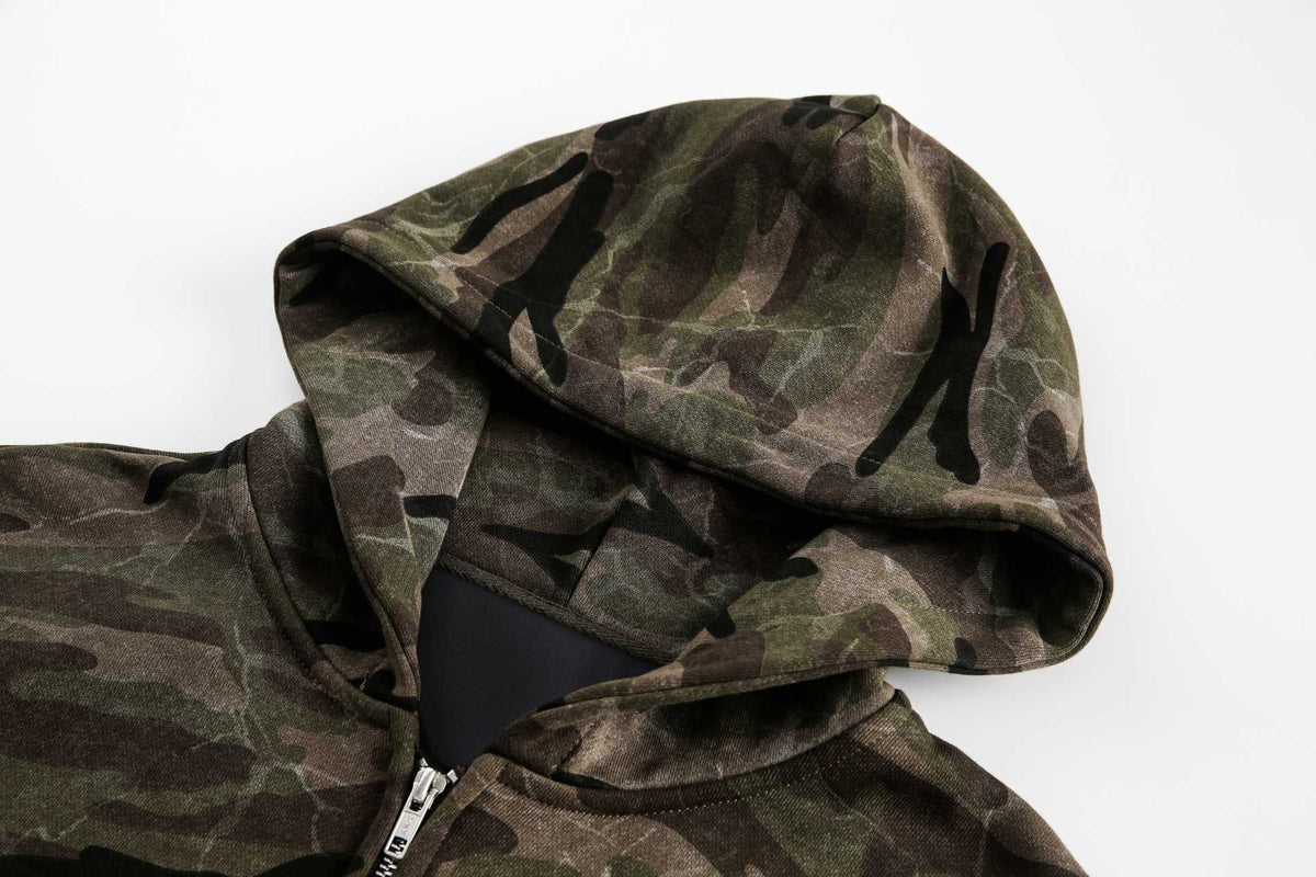 WHOLATE | Camo Zip Up Hoodie - product detail
