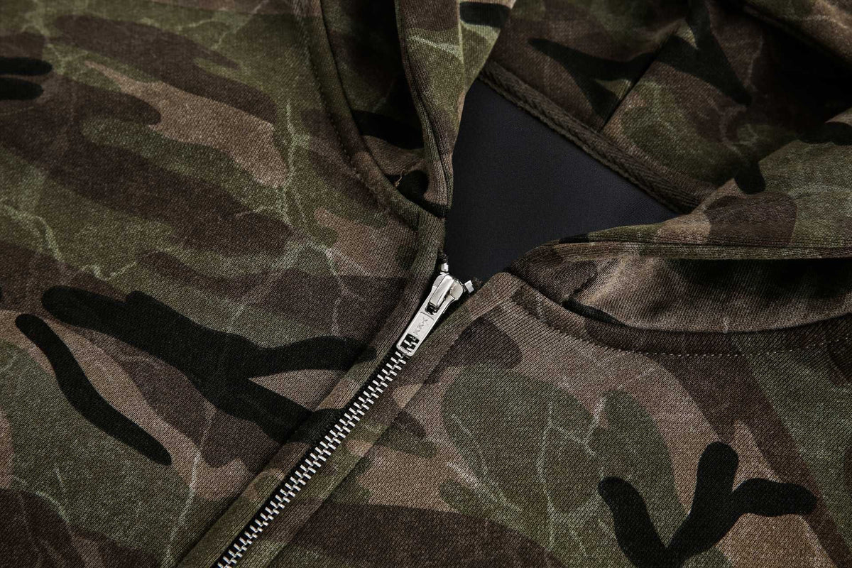 WHOLATE | Camo Zip Up Hoodie - product detail
