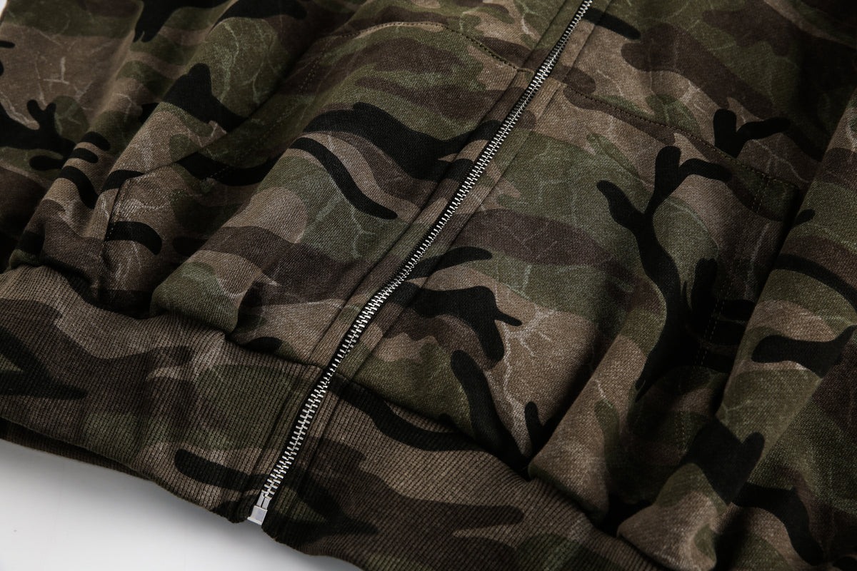 WHOLATE | Camo Zip Up Hoodie - product detail