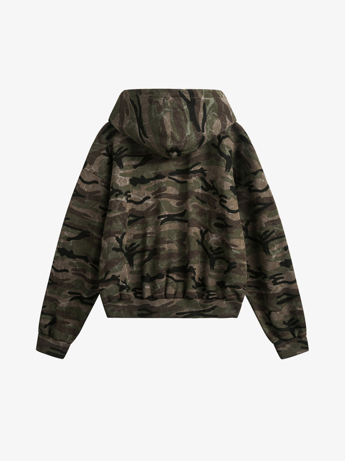 WHOLATE | Camo Zip Up Hoodie in Camo - back view