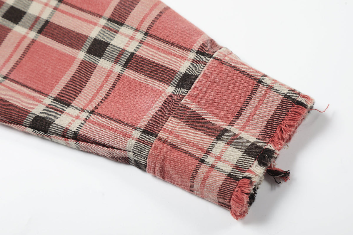 BLACK ENERGY | Frayed Patch Plaid Shirt - product detail