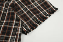 BLACK ENERGY | Studded Frayed Plaid Shirt - product detail