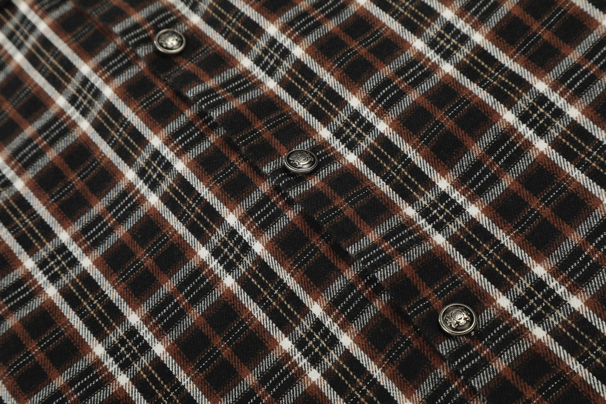 BLACK ENERGY | Studded Frayed Plaid Shirt - product detail