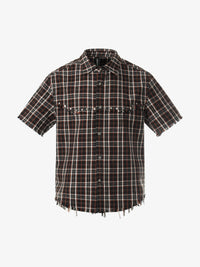 BLACK ENERGY | Studded Frayed Plaid Shirt