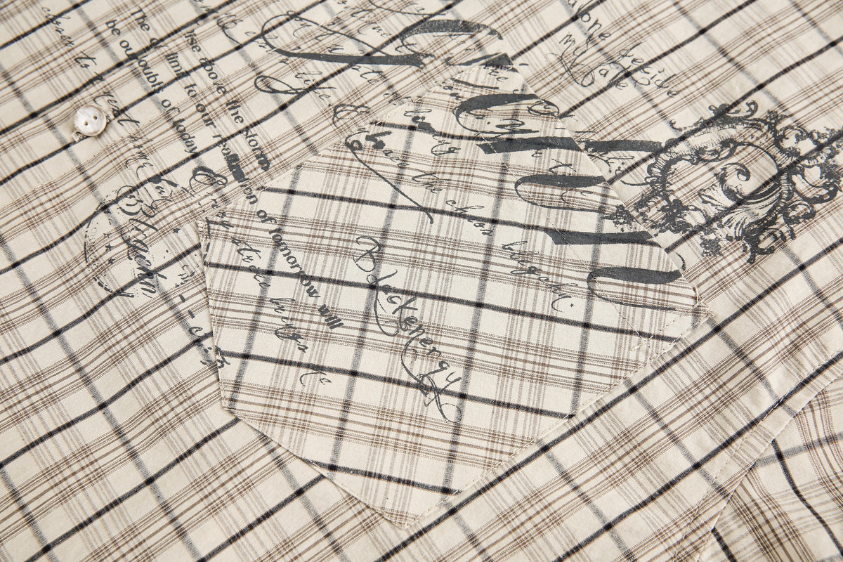 BLACK ENERGY | Ornate Script Plaid Shirt - product detail