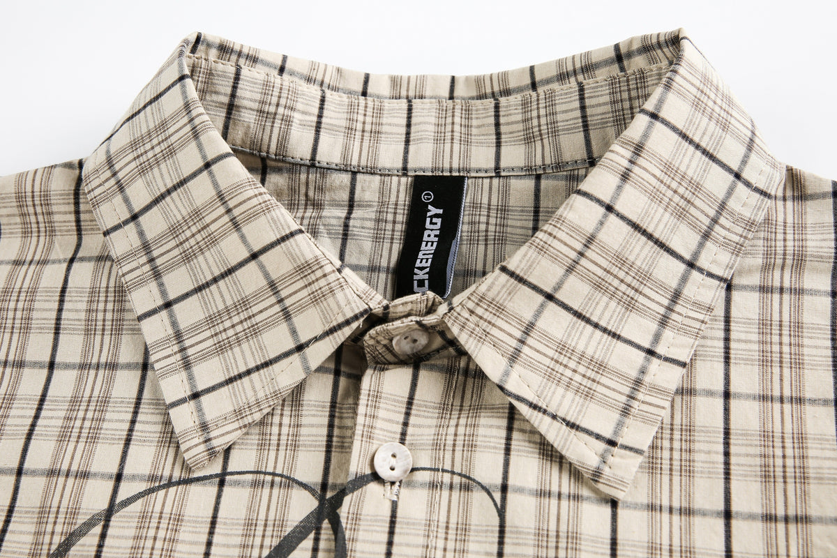 BLACK ENERGY | Ornate Script Plaid Shirt - product detail