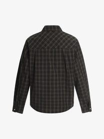 BLACK ENERGY | Ornate Script Plaid Shirt in Black - back view