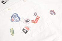 BLACK ENERGY | Badge Collage Raw Hem Shirt - product detail