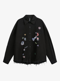 BLACK ENERGY | Badge Collage Raw Hem Shirt