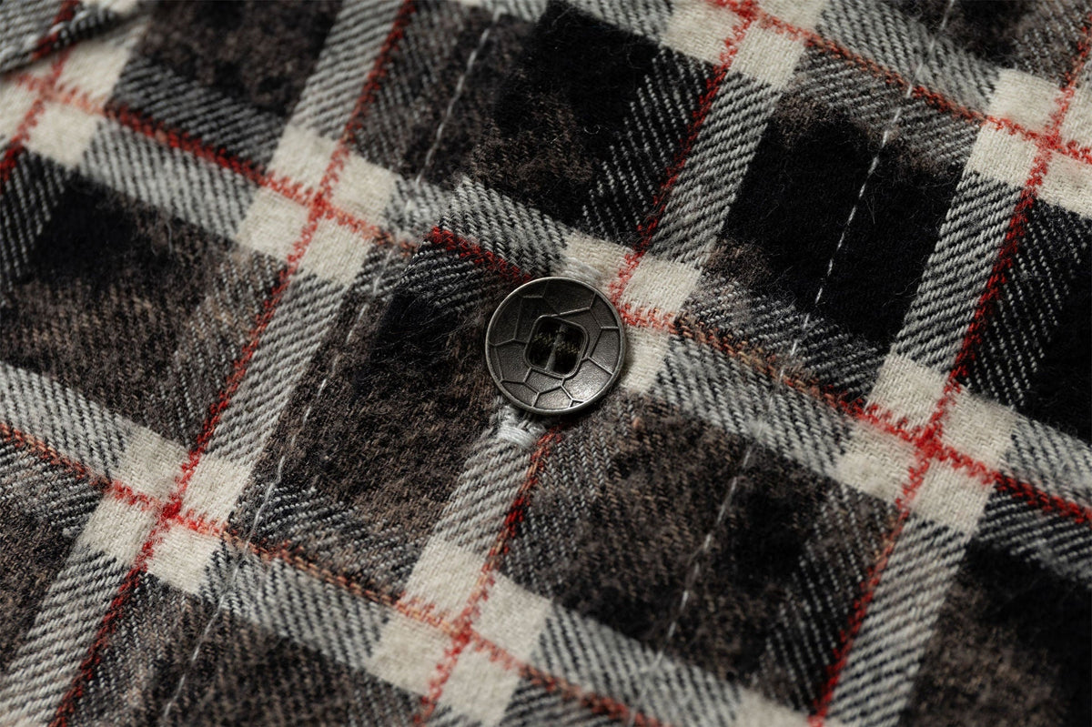 RESTARALL | Cross Appliqué Frayed Plaid Shirt - product detail