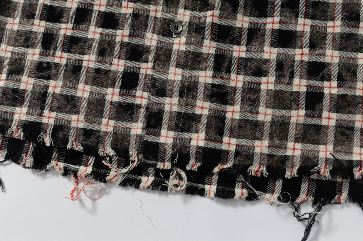 RESTARALL | Cross Appliqué Frayed Plaid Shirt - product detail