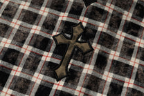 RESTARALL | Cross Appliqué Frayed Plaid Shirt - product detail