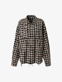 RESTARALL | Cross Appliqué Frayed Plaid Shirt