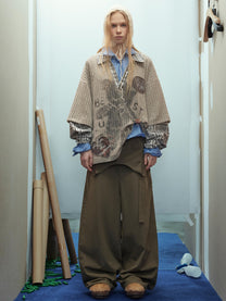 STAFF PICK | Patch Collage Polo Shirt in Beige - model view