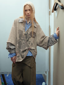 STAFF PICK | Patch Collage Polo Shirt in Beige - model view