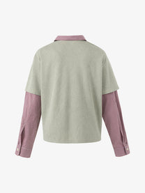 STAFF PICK | Handwritten Layered Sleeve Polo Shirt in Beige - back view