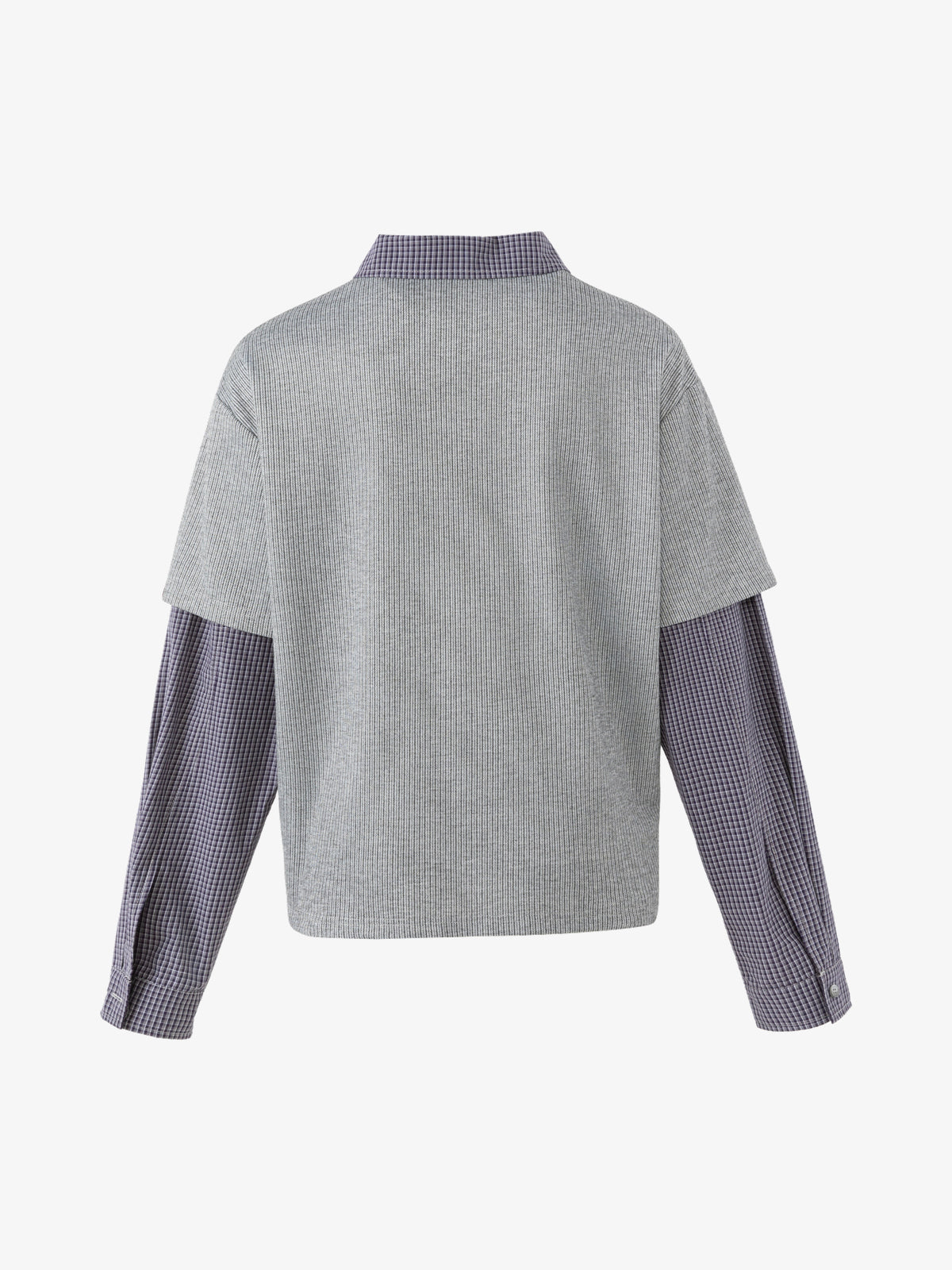 STAFF PICK | Handwritten Layered Sleeve Polo Shirt in Gray - back view
