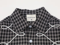SAVAGE BASE | Embroidered Loop Pattern Plaid Shirt - product detail