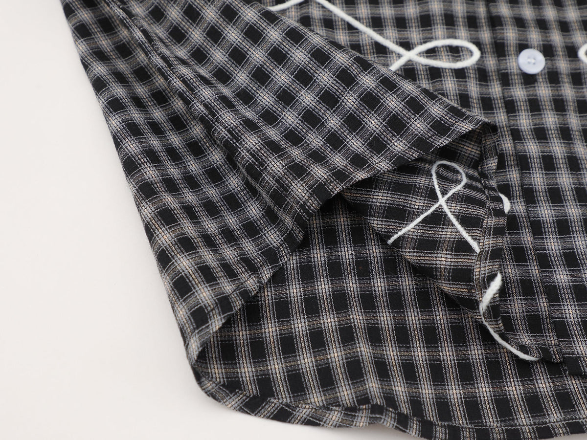 SAVAGE BASE | Embroidered Loop Pattern Plaid Shirt - product detail