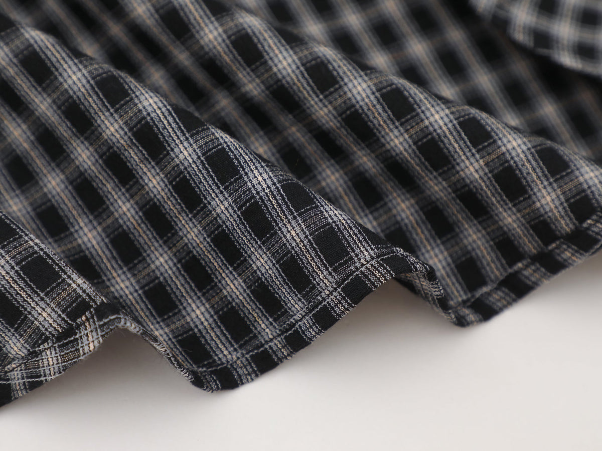 SAVAGE BASE | Embroidered Loop Pattern Plaid Shirt - product detail
