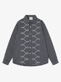 SAVAGE BASE | Embroidered Loop Pattern Plaid Shirt