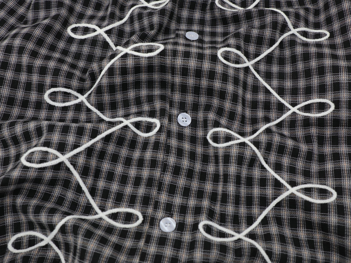 SAVAGE BASE | Embroidered Loop Pattern Plaid Shirt - product detail
