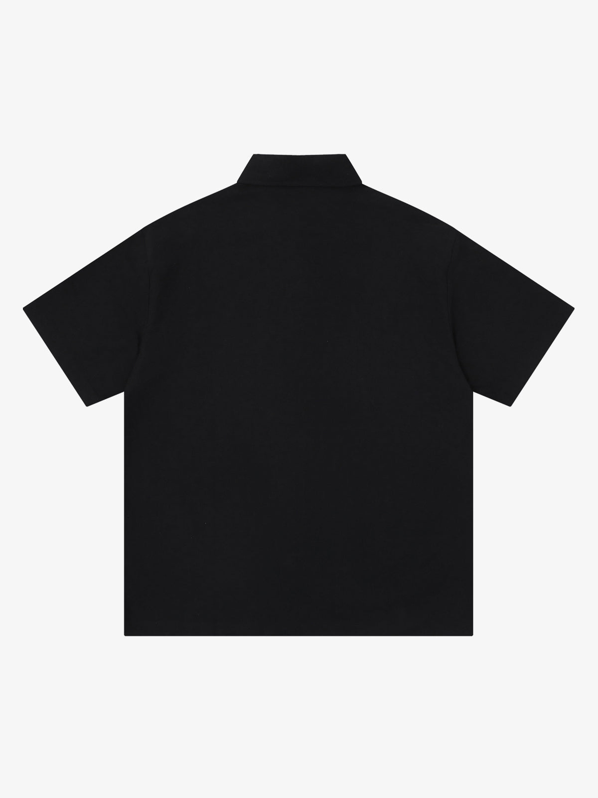 SAVAGE BASE | Embroidered Wavy Skyline Shirt in Black - back view
