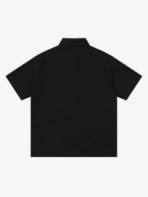 SAVAGE BASE | Embroidered Wavy Skyline Shirt in Black - back view
