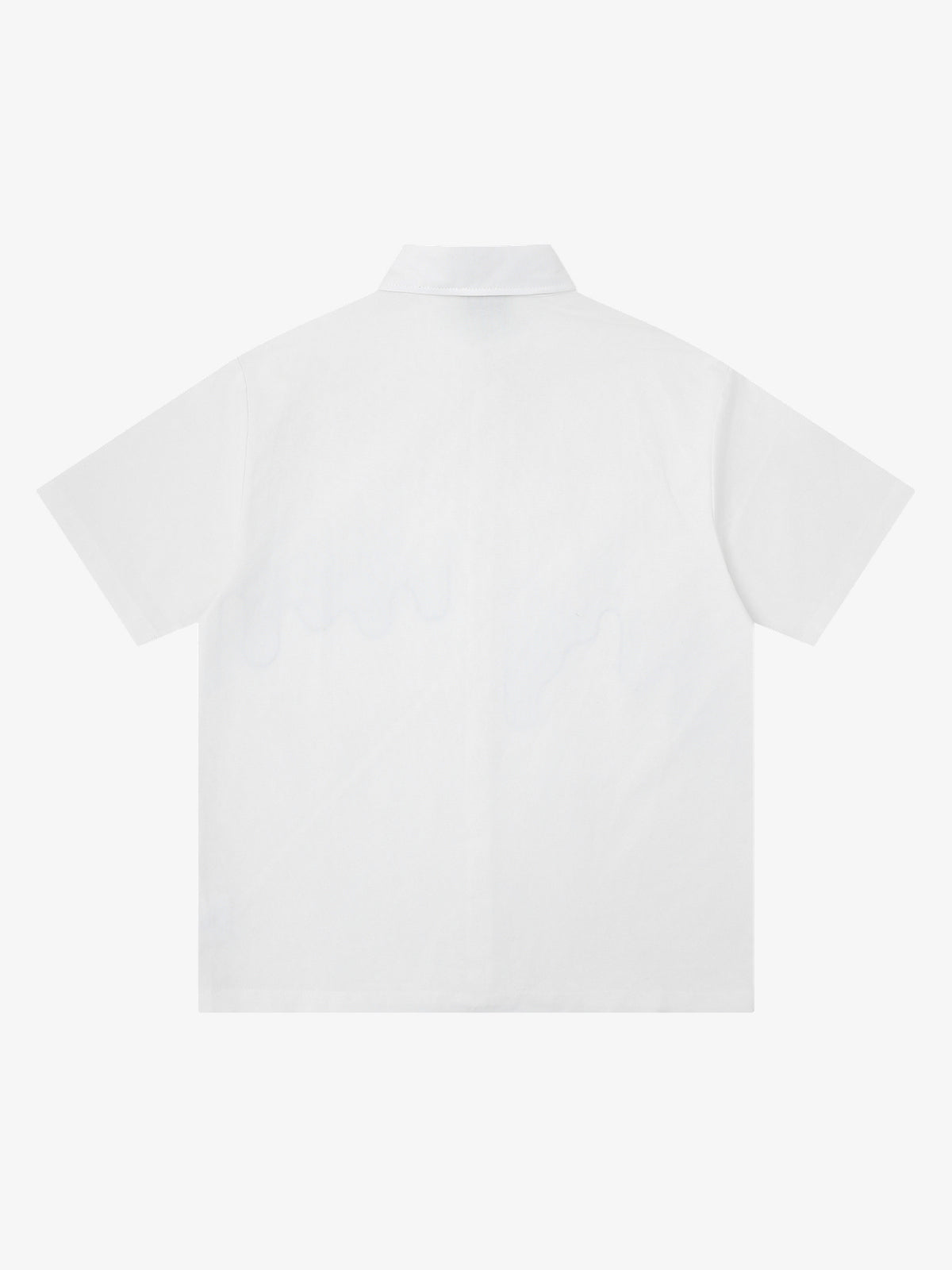 SAVAGE BASE | Embroidered Wavy Skyline Shirt in White - back view