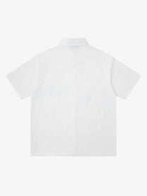 SAVAGE BASE | Embroidered Wavy Skyline Shirt in White - back view
