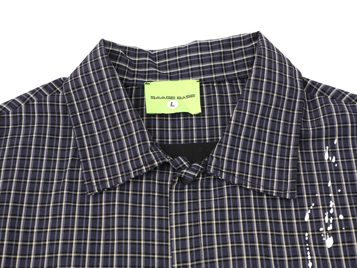 SAVAGE BASE | Paint Splatter Script Plaid Shirt - product detail
