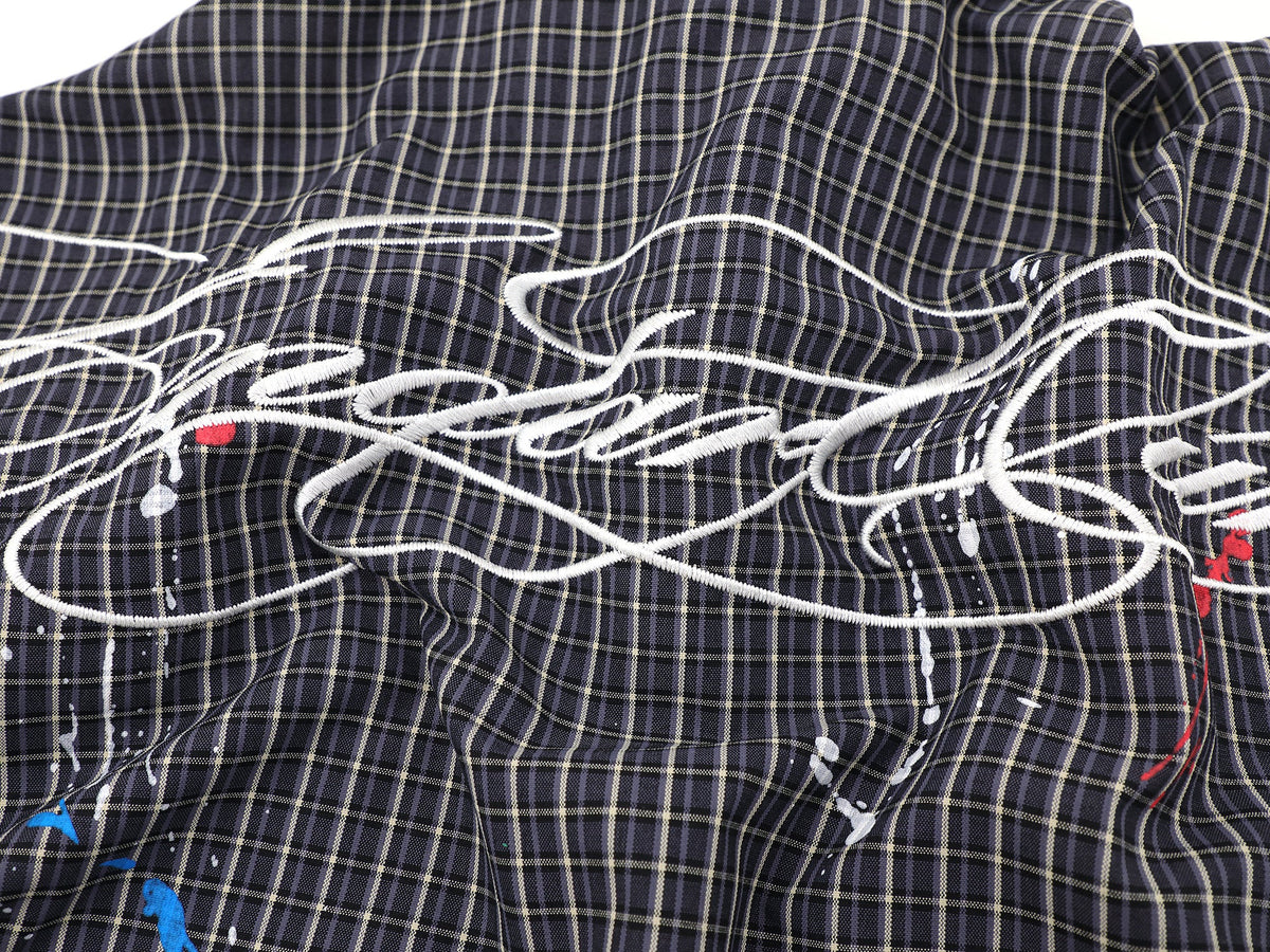 SAVAGE BASE | Paint Splatter Script Plaid Shirt - product detail