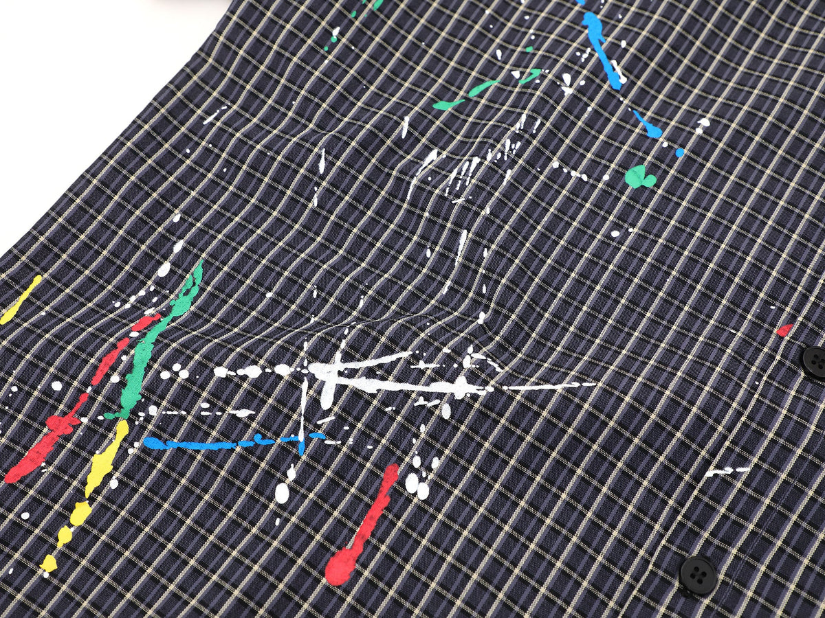 SAVAGE BASE | Paint Splatter Script Plaid Shirt - product detail