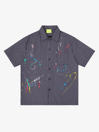 SAVAGE BASE | Paint Splatter Script Plaid Shirt