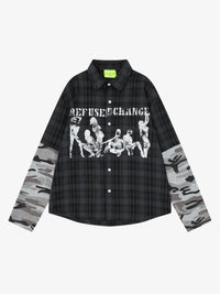 SAVAGE BASE | Portrait Layered Sleeve Plaid Shirt