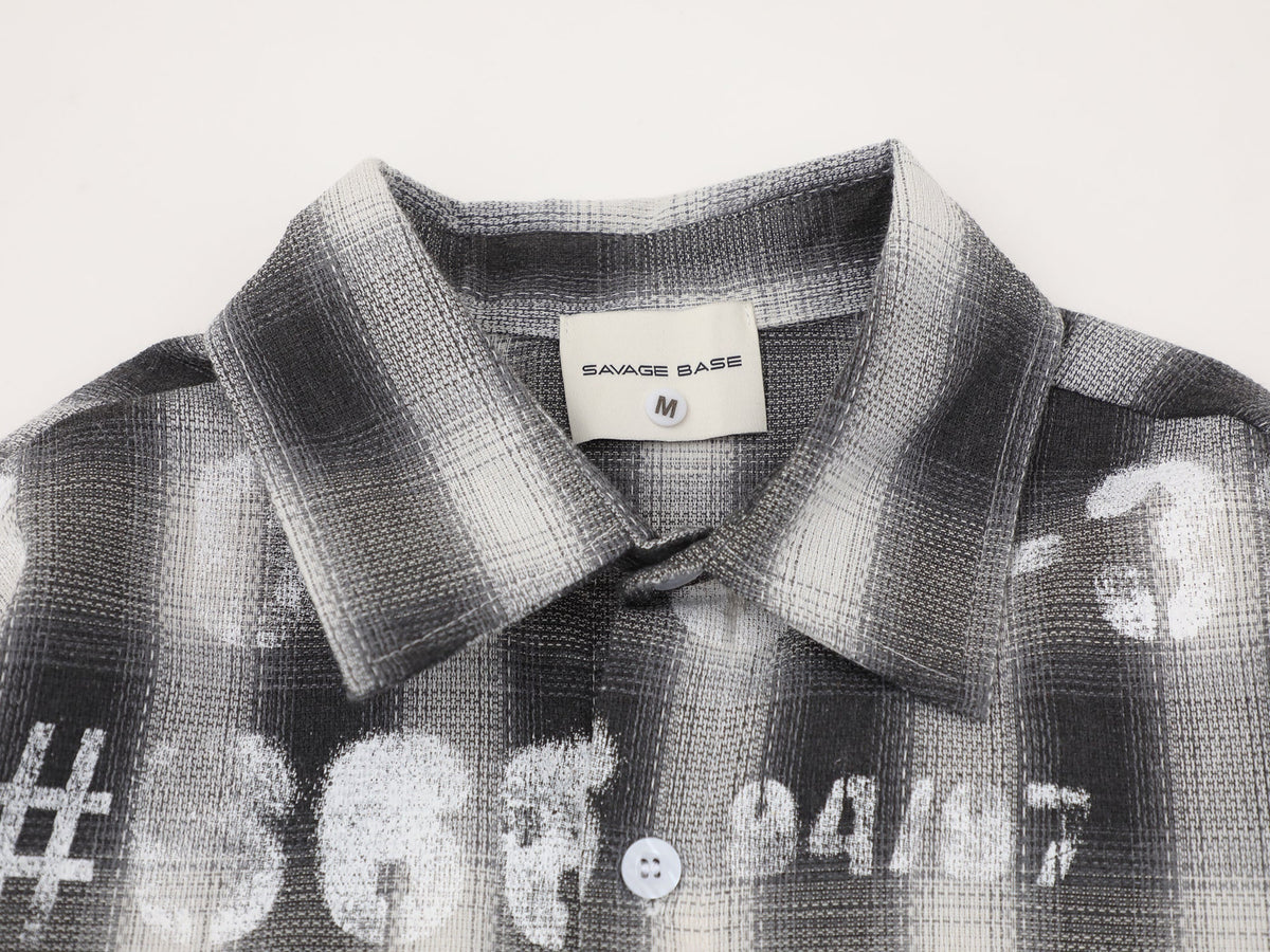 SAVAGE BASE | Stencil Letter Plaid Shirt - product detail
