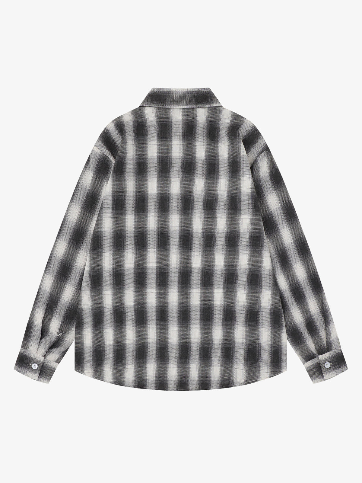 SAVAGE BASE | Stencil Letter Plaid Shirt in Black - back view