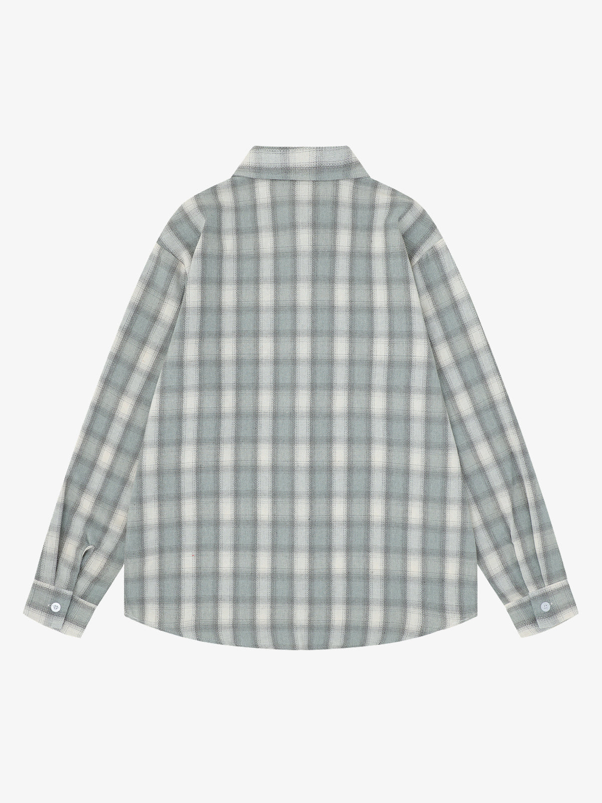 SAVAGE BASE | Stencil Letter Plaid Shirt in Gray - back view